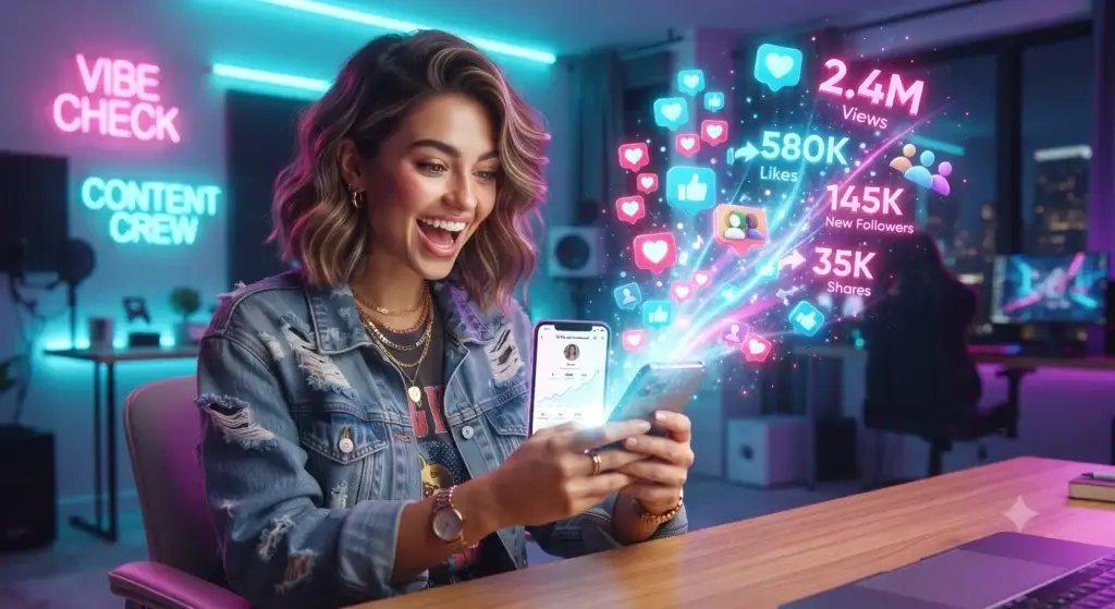 Smartphone showing viral TikTok growth and FYP success